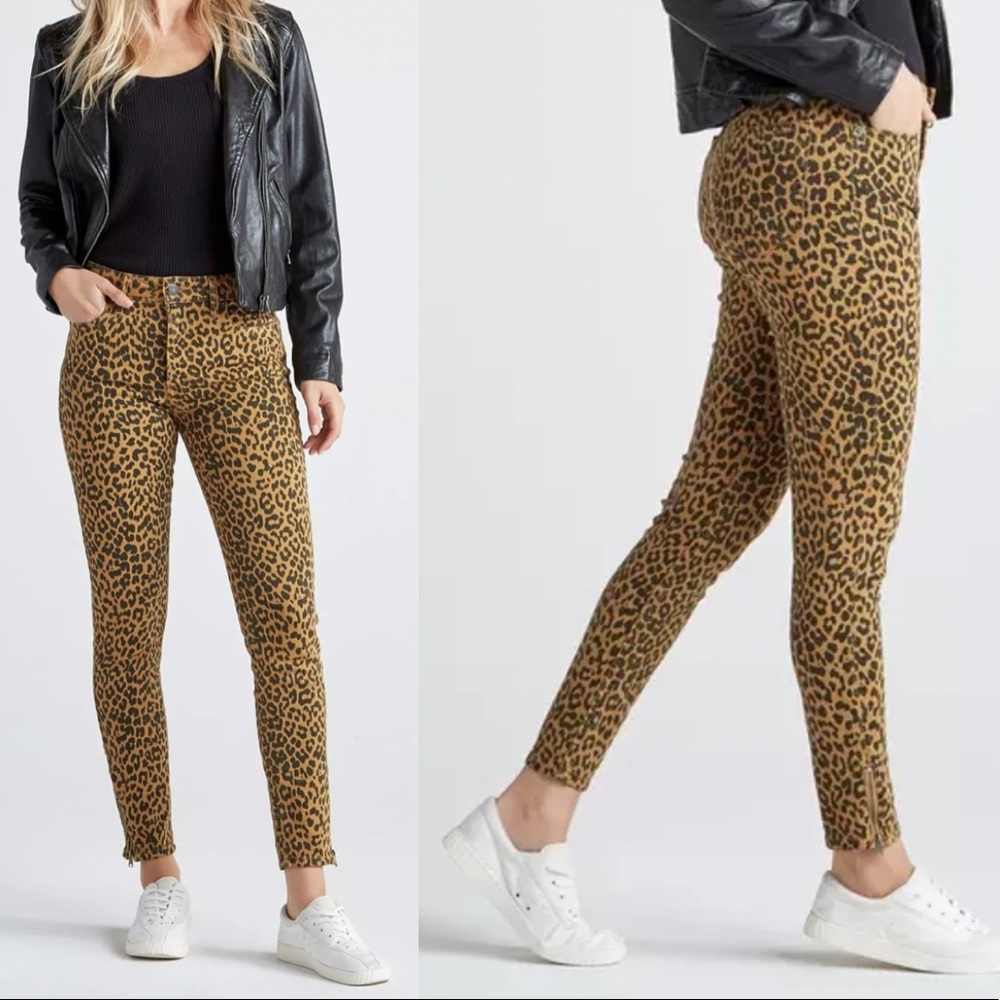Lucky Brand Bridgette skinny high rise leopard print jeans size 0